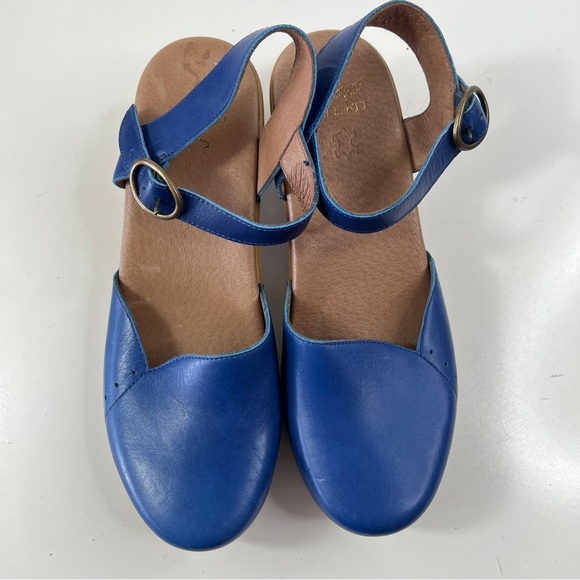Dansko Blue Leather Clogs Sandals Maisie Cobalt Sz 41 10.5-11 Made in Italy - Picture 9 of 12